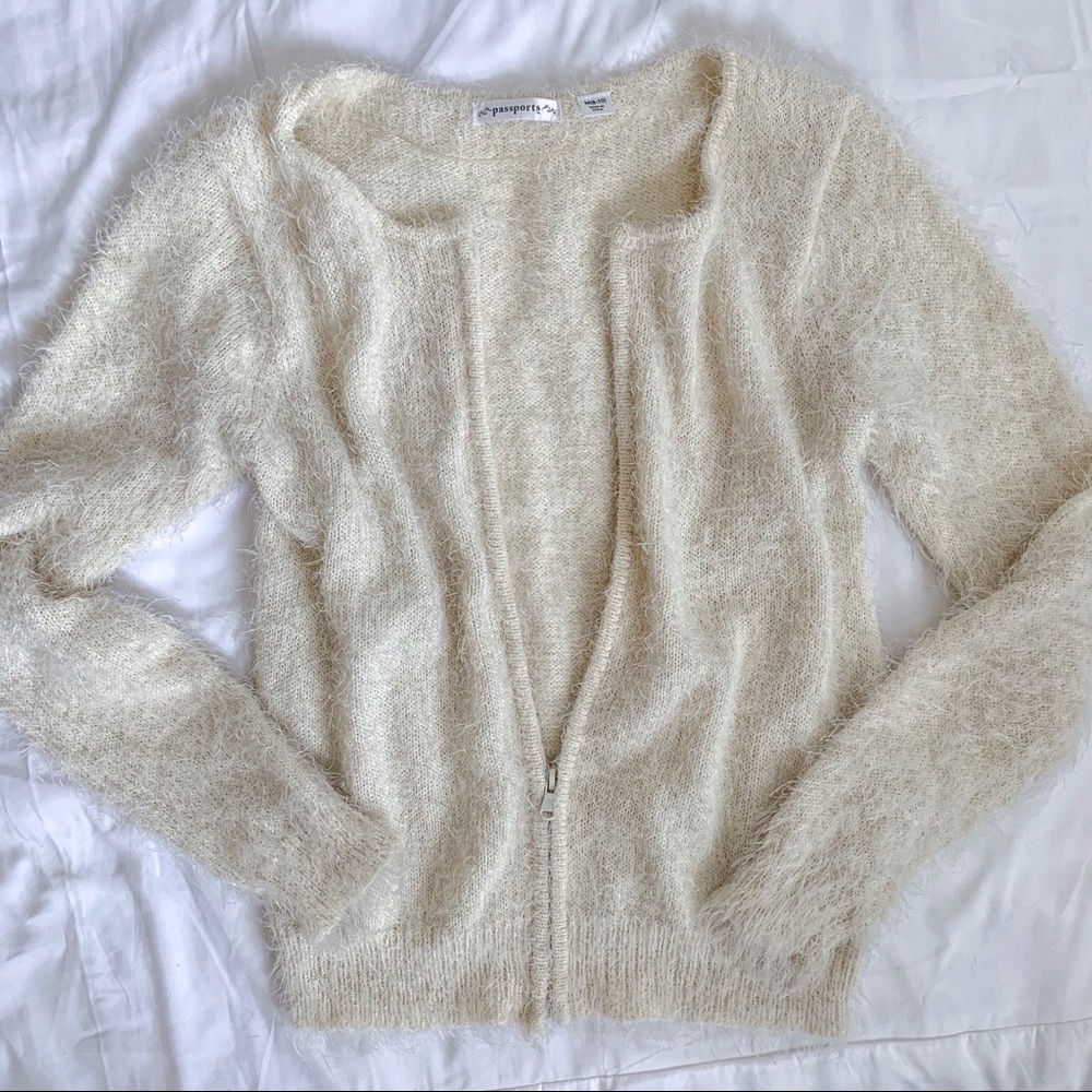 Eyelash Zipper Cardigan